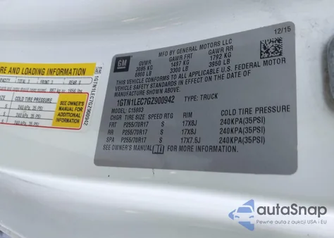 2016 GMC Sierra 1500 from USA, damaged, VIN 1GTN1LEC7GZ900942